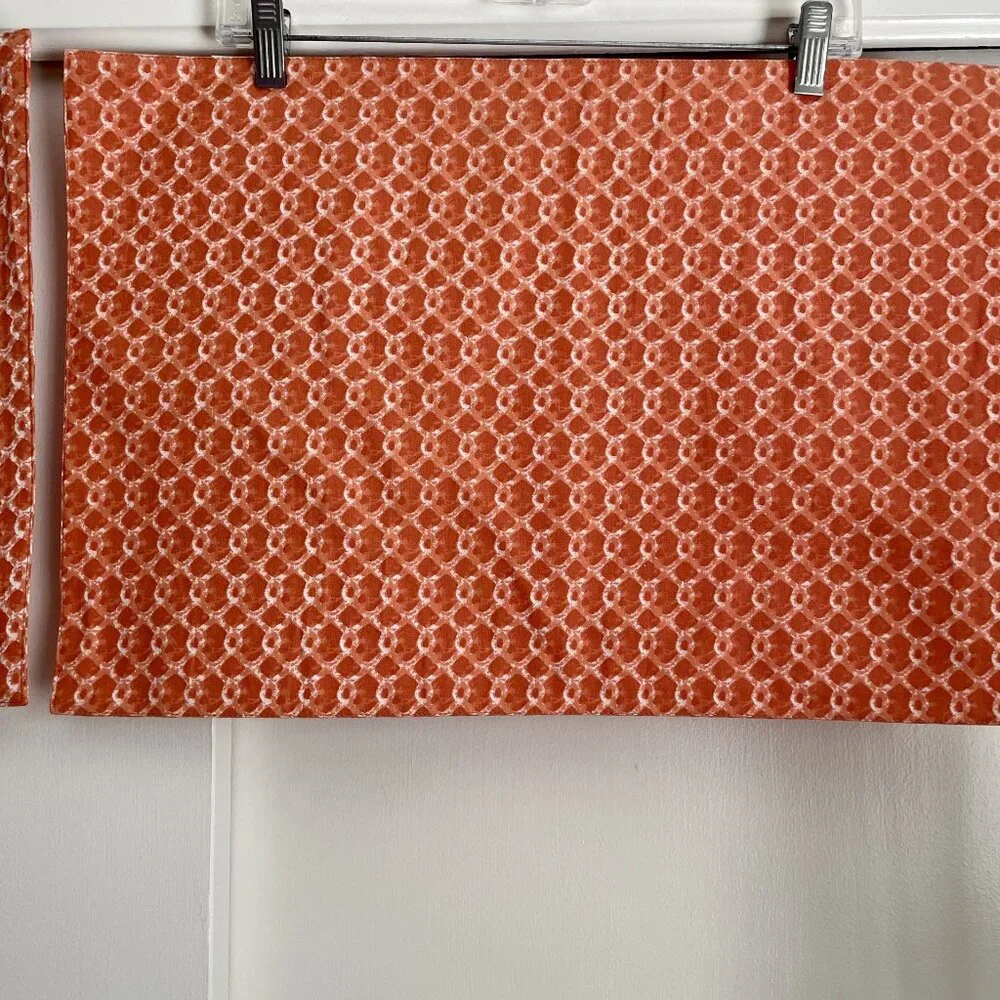 NWOT Williams Sonoma Kitchen Dining Place Mat SET of 2 Burnt Orange Cotton Print